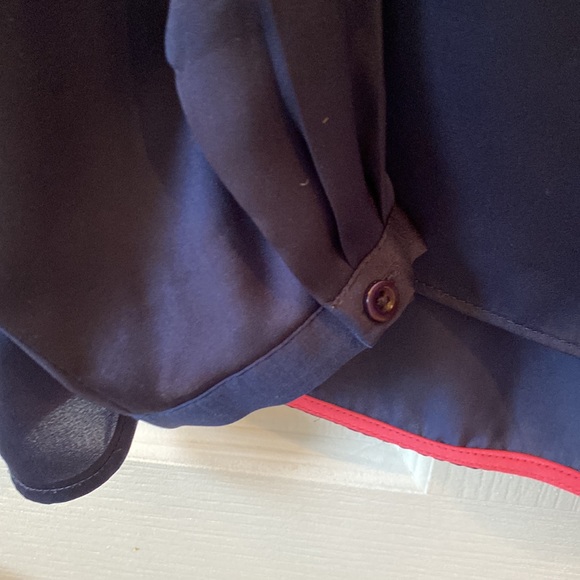 Navy satin pajama style top - Picture 3 of 4